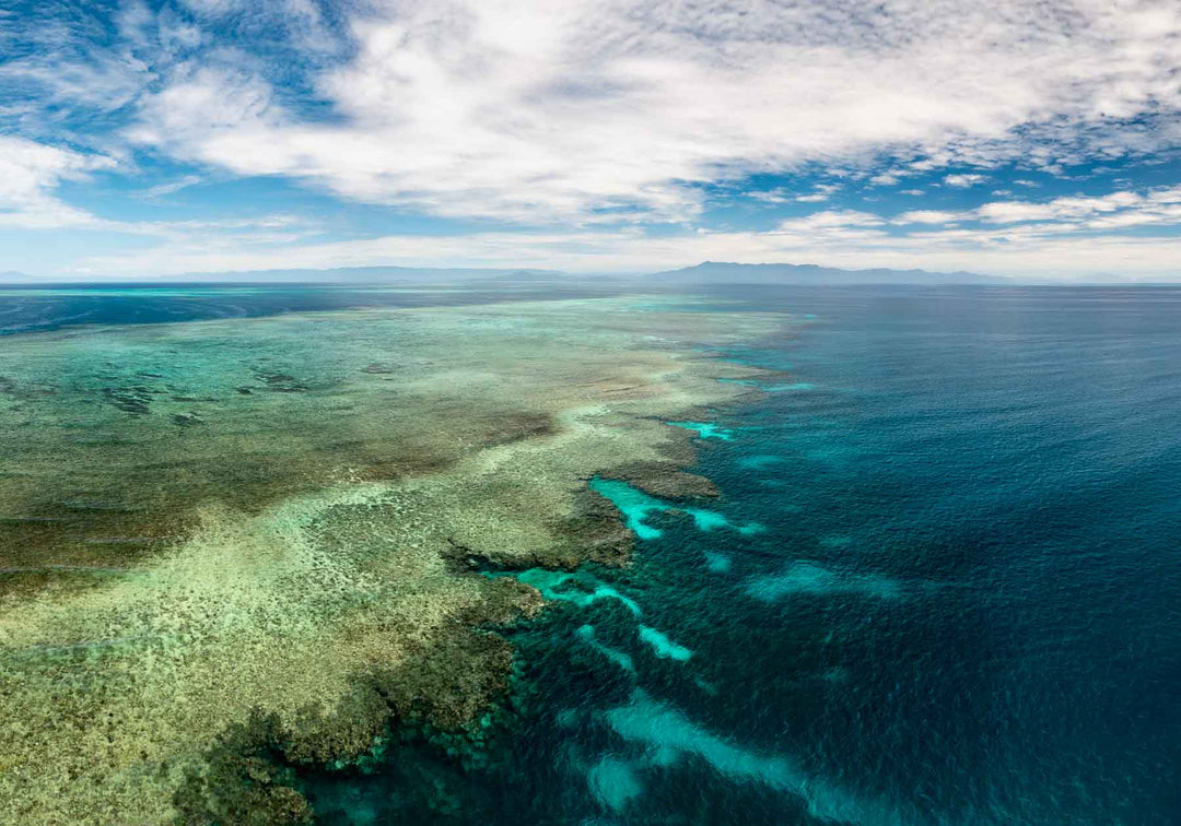 Great barrier reef landscape photograph over rudder reef in the tropics