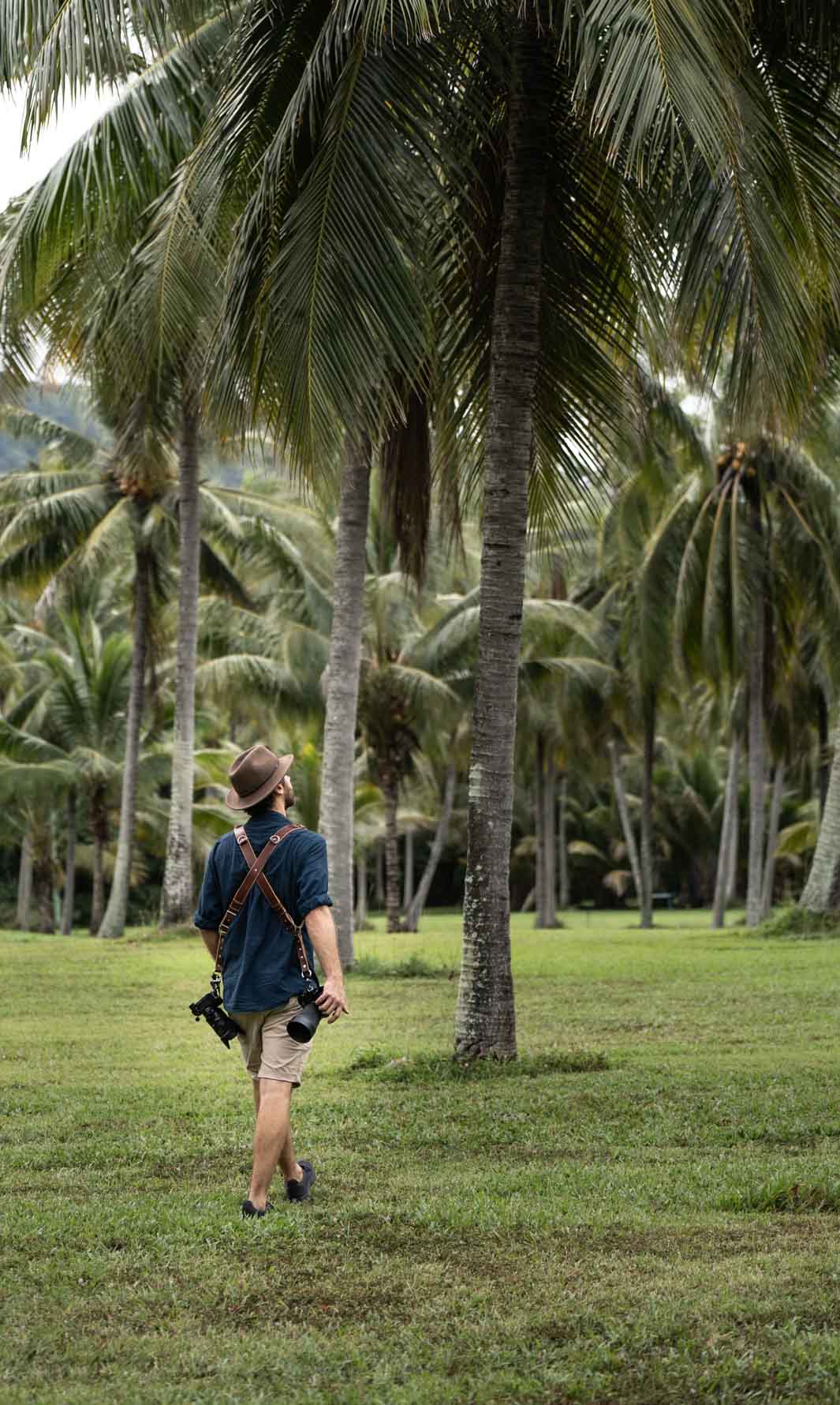 Australian landscape photographer david lloyd walking between palm trees