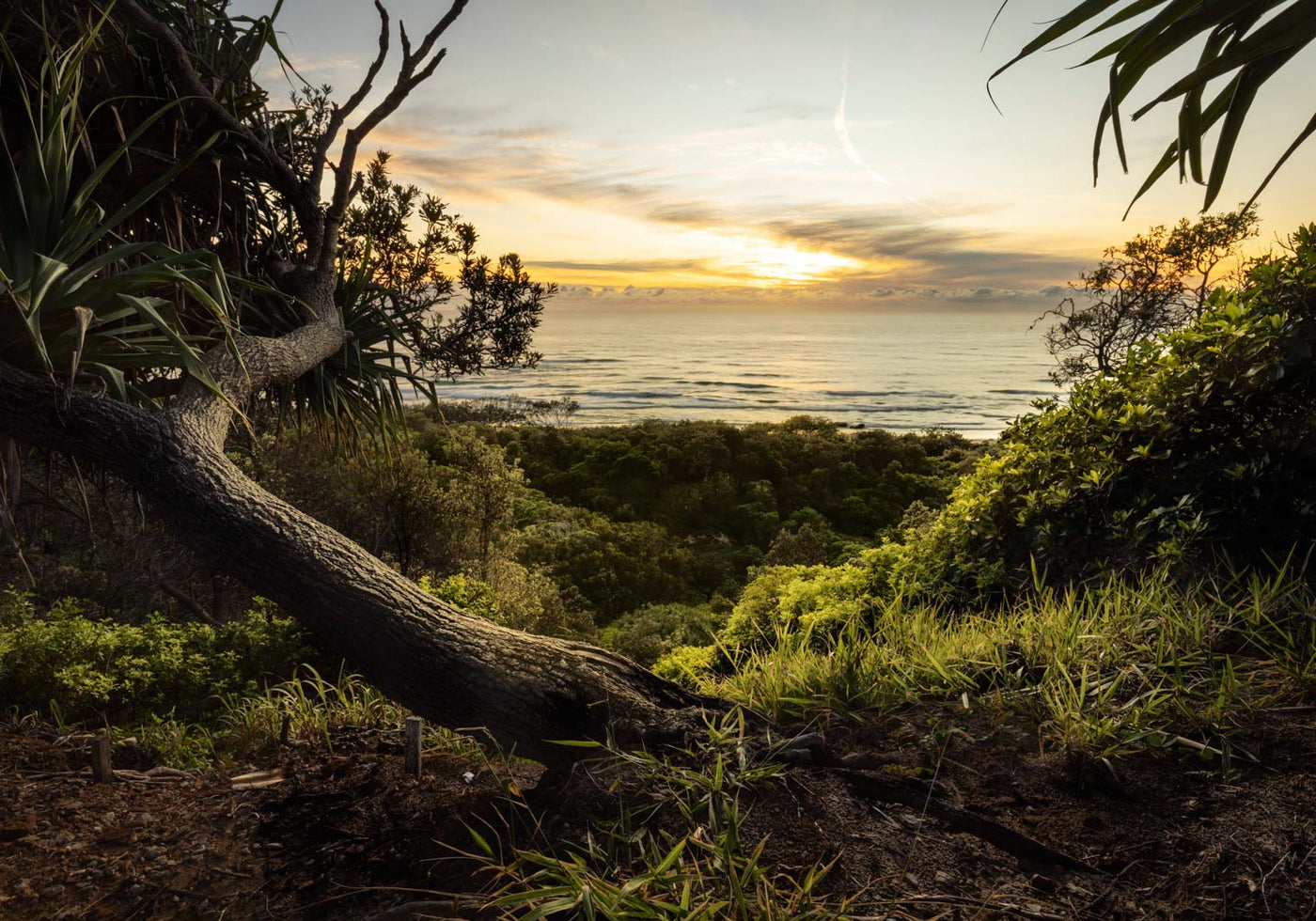 North Stradbroke Island landscape photography sunrise over the cliff edge and into the sea